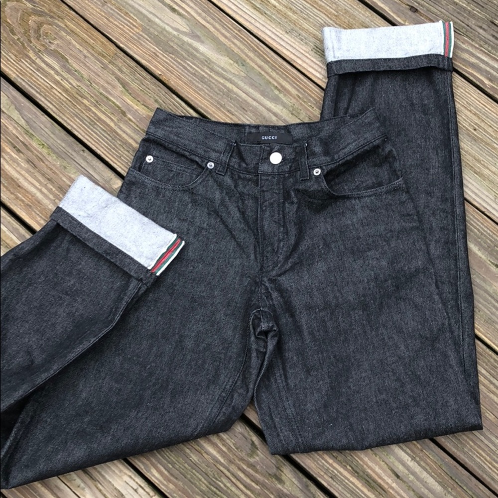 ⭐️HP🧜‍♀️ Gucci VTG Mid Rise Black Jeans EUC sz 40 - Picture 2 of 8